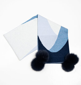 Foulard + pompon  Abstract -Bleu