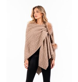 Châle Taupe + pompons