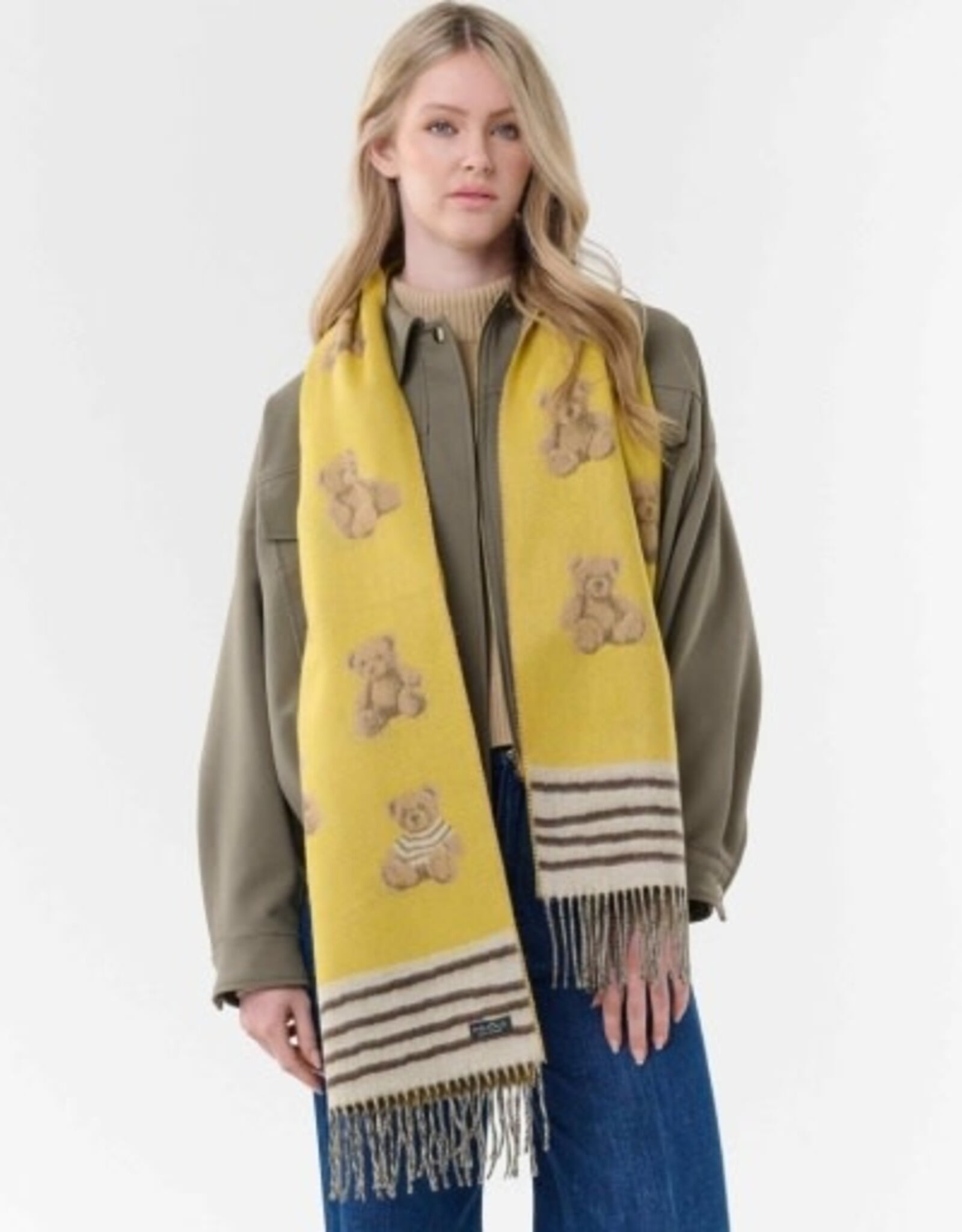 V. FRAAS Foulard motif d'ourson - Jaune