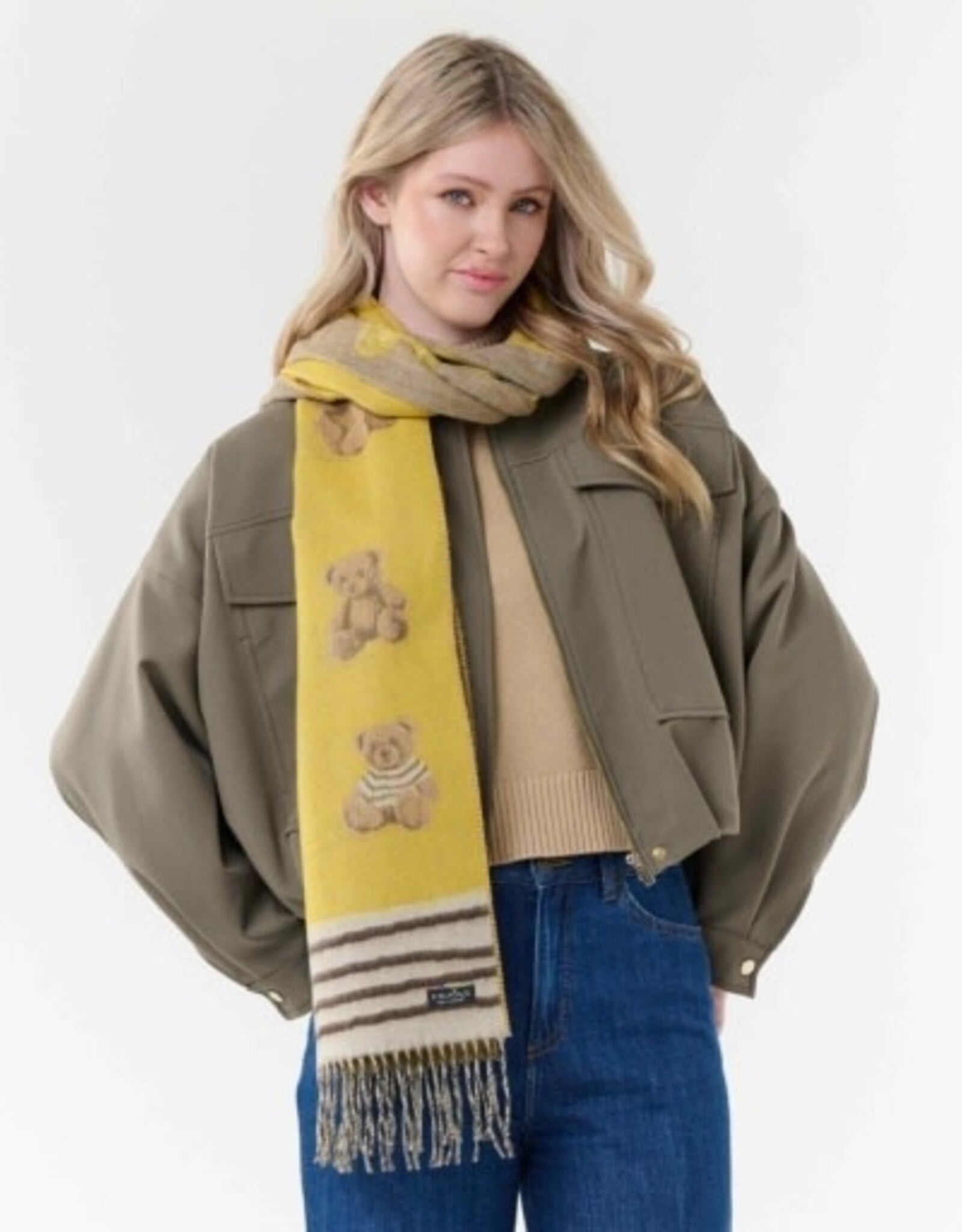 V. FRAAS Foulard motif d'ourson - Jaune