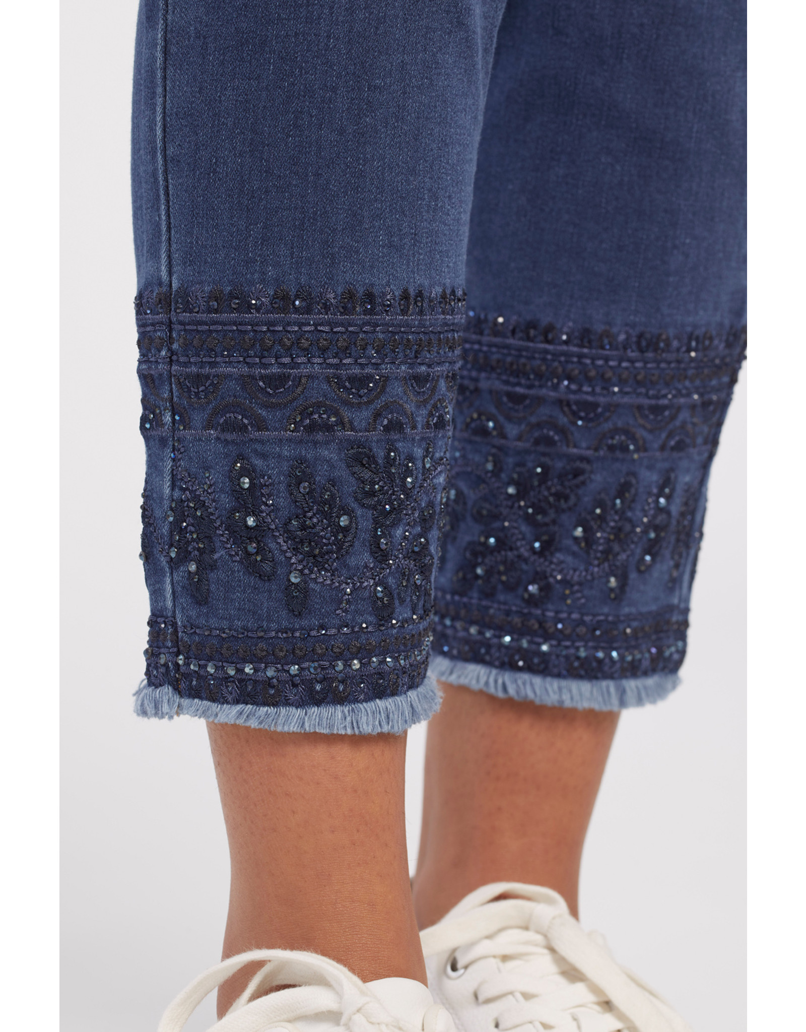 Audrey Pull-On Embroidered Ankle Jeggings, Tribal