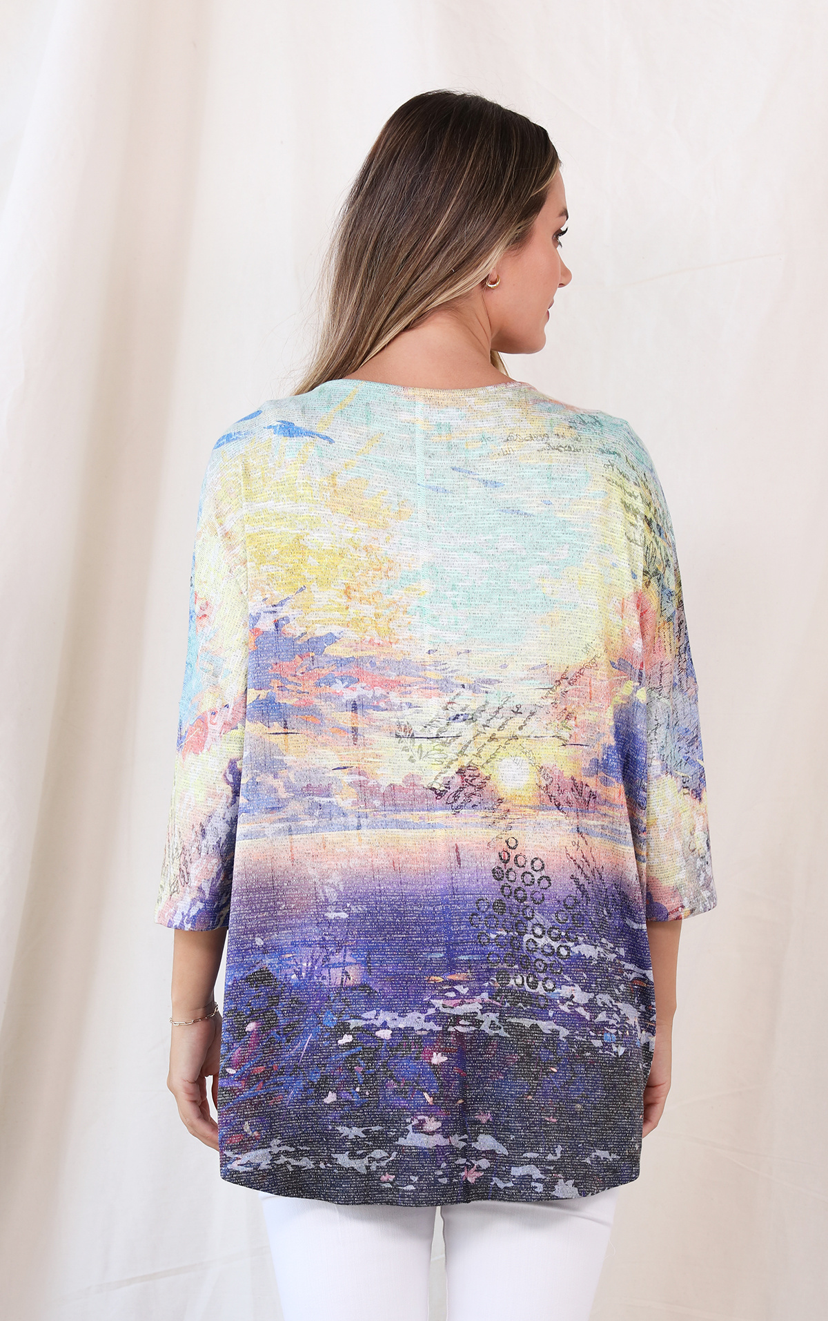 Inoah 3/4 Slv Crew Neck Top T1213PS PJ's Unique Peek