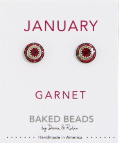 Baked Beads Birthstone Crystal Stud Earrings