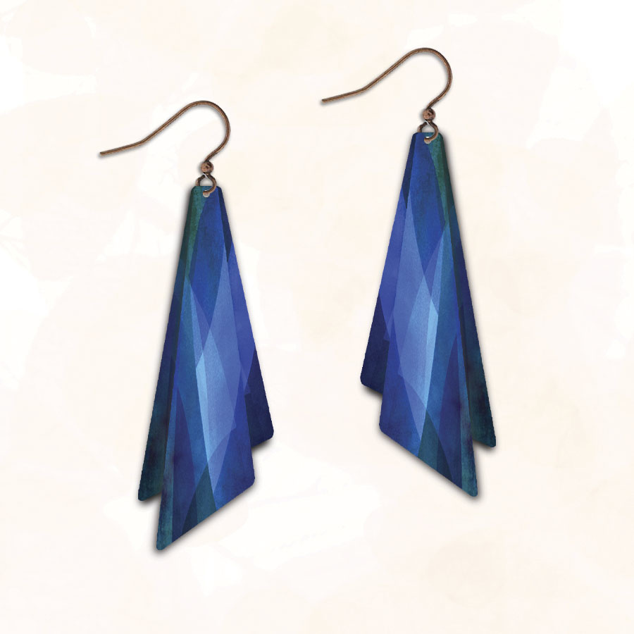 Illustrated Light DC Design Earrings- Asymmetric Blue