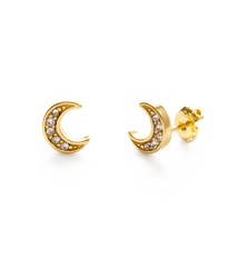 Amano Crystal Crescent Moon Studs