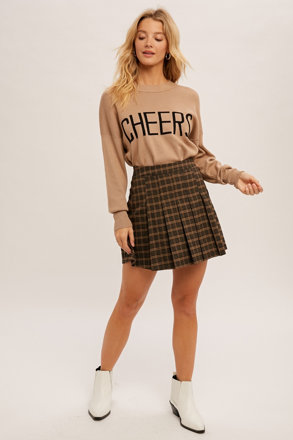 Hem & Thread Plaid Pleat Mini Skirt
