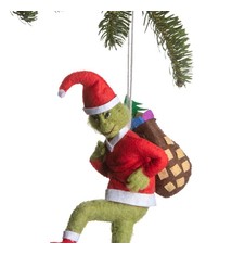 Silk Road Bazaar Grinch Santa Felt Ornament