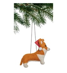 Silk Road Bazaar Corgi with Santa Hat Ornament