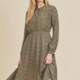 PAPER CRANE/LOVEMARKS Ditsy Floral Midi Dress w/ Pleated Skirt