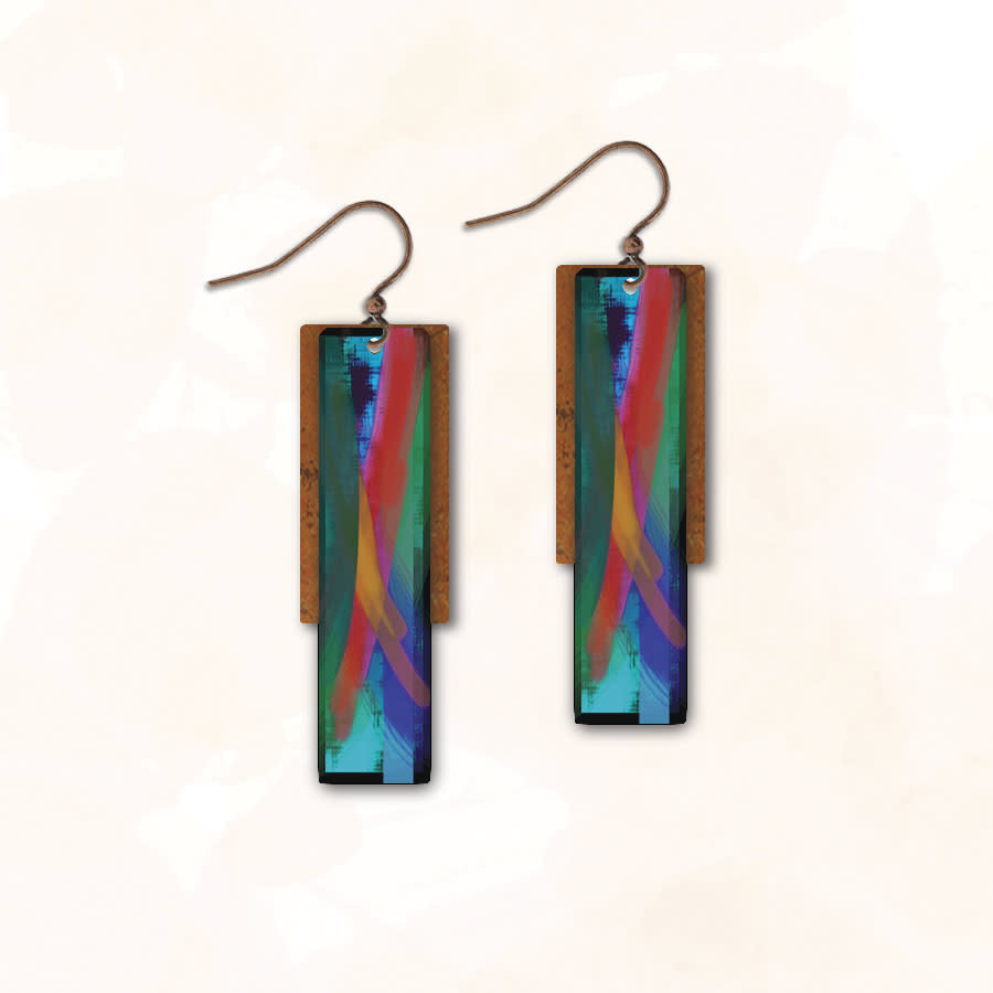 Illustrated Light DC Design Earrings -  Asymmetrical Multi Color