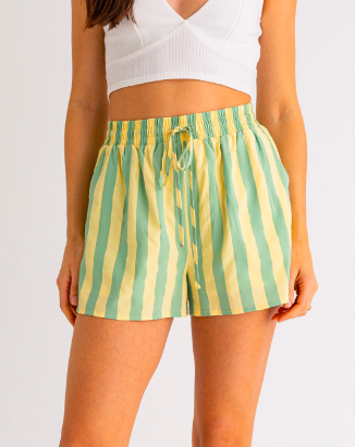 Le Lis Elastic Waist Stripe Print Short