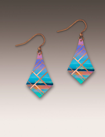 Illustrated Light Abstract Lines Turquoise Earrings
