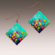 Illustrated Light Diamond Shaped- Flowers Earrings