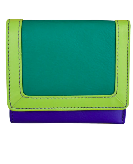 Intercontinental Leather Color Block Tri-fold Mini Wallet