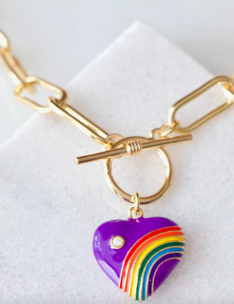 MESA BLUE Rainbow Toggle Heart Necklace