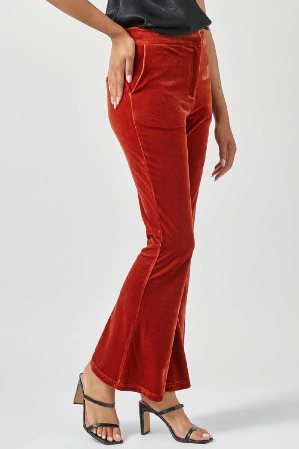 Extra High-Waisted Velvet Trouser Flare Pants for Women