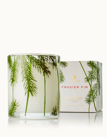 thymes Frasier Fir Candle w/ Pine Needle Pattern Glass