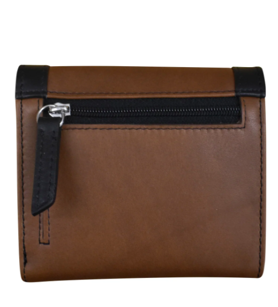 Intercontinental Leather Color Block Tri-fold Mini Wallet