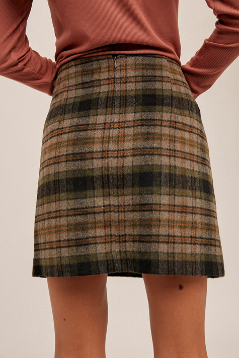 Hem & Thread Plaid Mini Skirt W/ Lacing Detail