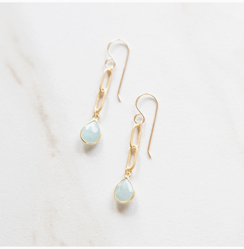 Stowaway Jewelry Teardrop Bezel Wrapped Gemstone Earrings-BWGE