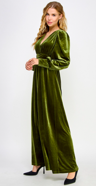 See And Be Seen Velvet Long Sleeve Maxi Dress