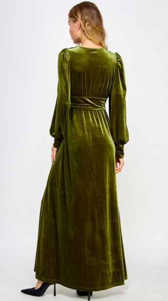 See And Be Seen Velvet Long Sleeve Maxi Dress