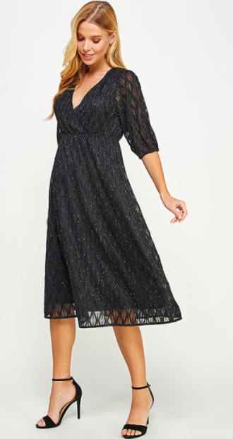 See And Be Seen Glitter Textured Midi Dress