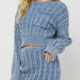 Needii Washed Cropped Cable Sweater