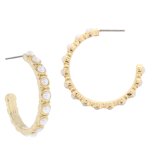 Jane Marie Pearl Bezel Hoop Earrings-PBHE
