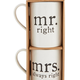 Mud Pie Mr & Mrs Right Mug Set