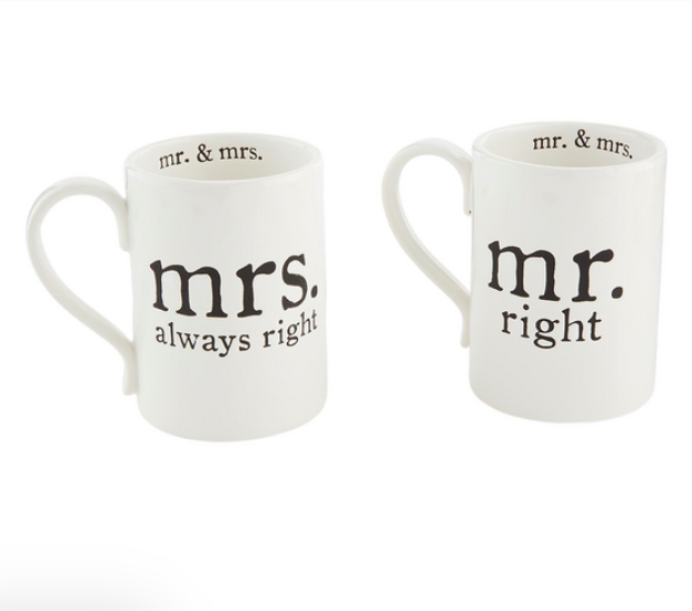 Mud Pie Mr & Mrs Right Mug Set