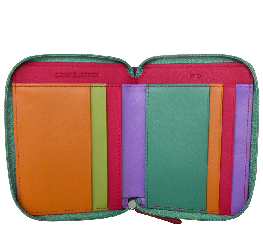 Intercontinental Leather Small Multi Color Zip Wallet