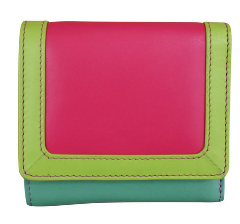 Intercontinental Leather Color Block Tri-fold Mini Wallet
