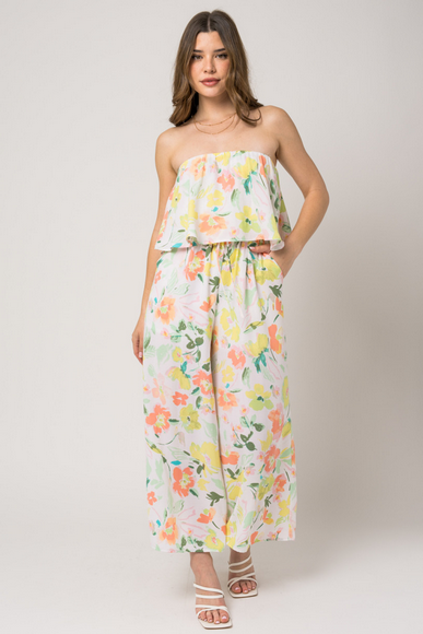 GILLI Tube Top Floral Jumpsuit