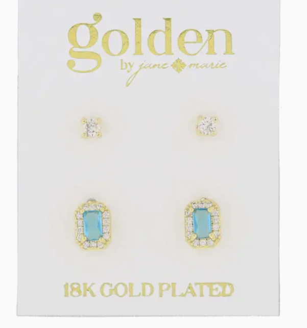 Jane Marie Baguette Crystal Stud Set