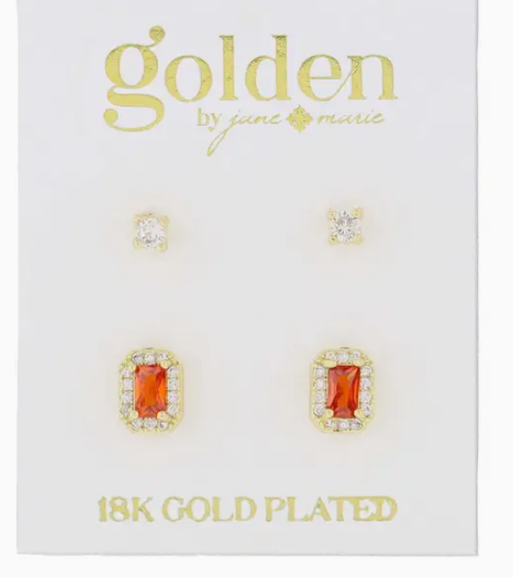 Jane Marie Baguette Crystal Stud Set