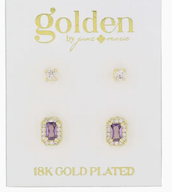 Jane Marie Baguette Crystal Stud