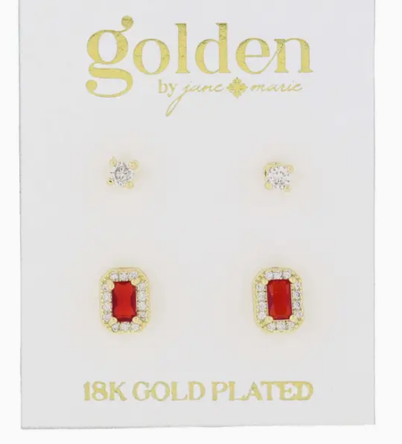 Jane Marie Baguette Crystal Stud Set