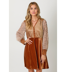 Mystree Color Blocked Velvet Dress