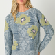 Mystree Cable Knit Sweater w/ Large Flowers