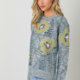 Mystree Cable Knit Sweater w/ Large Flowers