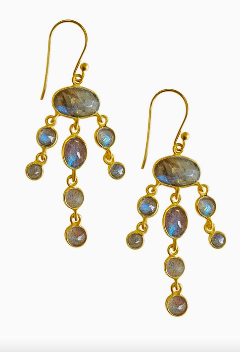 Treisi Gold Chandelier Labradorite Earrings
