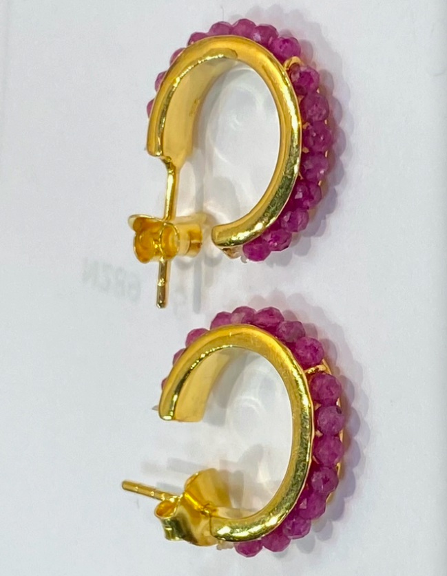 Treisi Beaded Gold Hoops