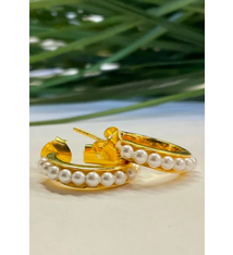 Treisi Beaded Gold Hoops