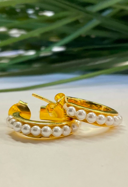 Treisi Beaded Gold Hoops