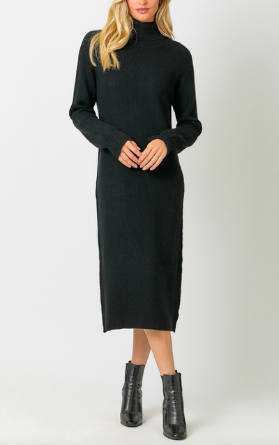 Mystree Ribbed Turtleneck Sweater Dress