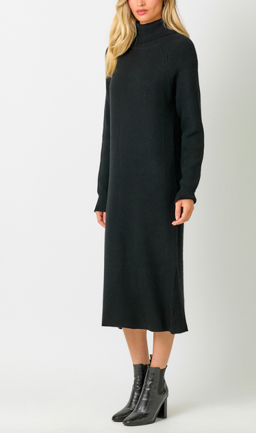 Mystree Ribbed Turtleneck Sweater Dress