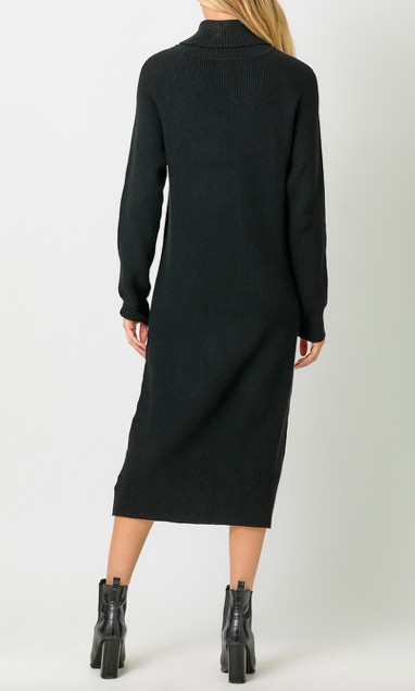Mystree Ribbed Turtleneck Sweater Dress