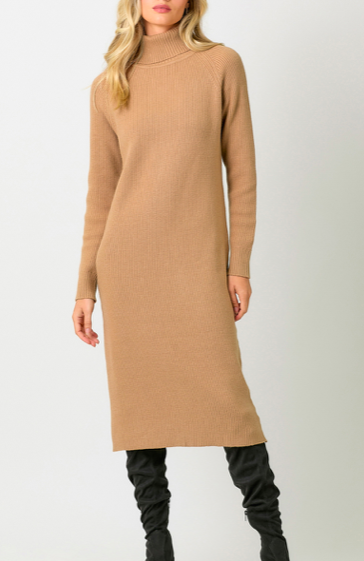 Mystree Ribbed Turtleneck Sweater Dress