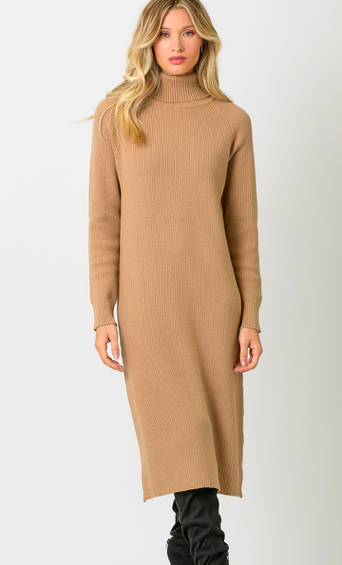 Mystree Ribbed Turtleneck Sweater Dress